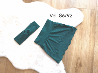 třpytivá smaragdová sukýnka - vel.86/92 + křížená čelenka
