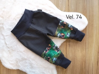 dětské jarní softshellové kalhoty - traktory šedé - vel.74