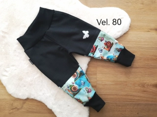 dětské jarní softshellové kalhoty - šnečci černí - vel.80