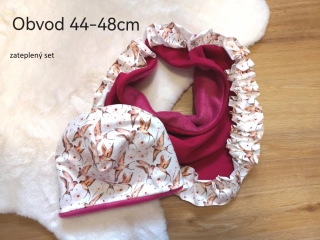 teplý set čepice a šátku PTÁČCI - pro obvod 44-48cm (9 měsíců - 2 roky)