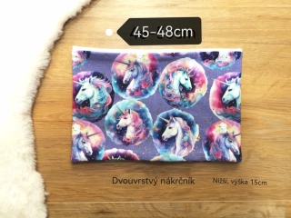 dvouvrstvý nákrčník - JEDNOROŽCI - pro obvod 45-48cm (1-2 roky)