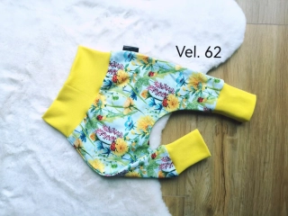 tepláčky -PAMPELIŠKY A BERUŠKY, žlutý náplet - vel.62