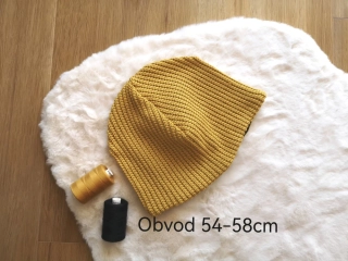 dvouvrstvá čepice, hořčicová - pro obvod 54-58cm (8let a více nebo jako dámská)