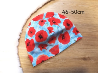 jednovrstvá čepice s vlčími máky - pro obvod 46-50cm (1-4 roky)