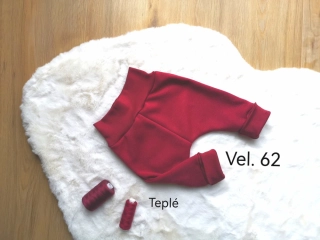 Zateplené tepláčky baggy - VÍNOVÉ - vel. menší 62