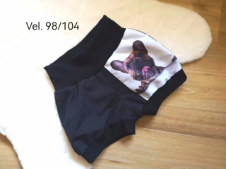micropeachové černé kraťásky s pejskem - vel.98/104