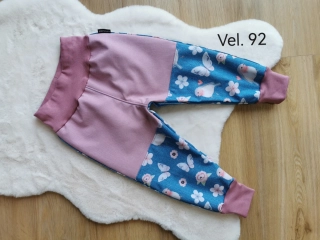 Dětské zimní softshellové kalhoty s fleecem - ptáčci - vel.92