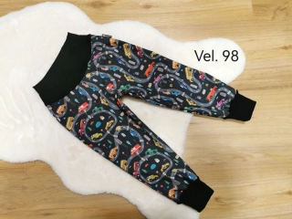 Dětské zimní softshellové kalhoty s fleecem - autíčka - vel.98