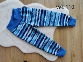 Dětské zimní softshellové kalhoty s fleecem - modré pruhy - vel.110