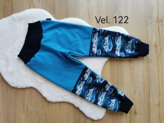 Dětské zimní softshellové kalhoty s fleecem - antarktida modré - vel.122