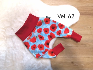 tepláčky - VLČÍ MÁKY, červené náplety - vel.62