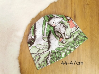 jednovrstvá čepice holčička s vlkem - pro obvod 44-47cm (1-2 roky)