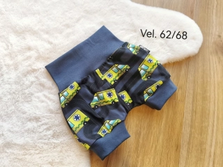 kraťásky - SANITKY, tm.šedomodrý náplet - vel.62/68