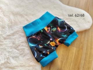 kraťásky - VESMÍR, tyrkys.náplety - vel.62/68