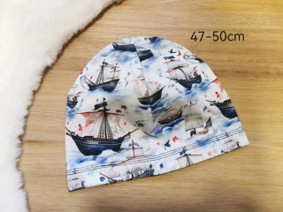 jednovrstvá čepice s plachetnicemi - pro obvod 47-50cm (2-4 roky)