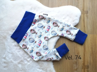 tepláčky - VZDUCHOLODĚ A BALONY, tm.modrý náplet - vel.74