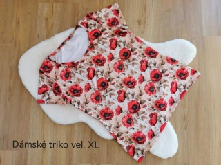 Dámské funkční tričko kr.rukáv, prodlouž.délka - VLČÍ MÁKY, vel.XL