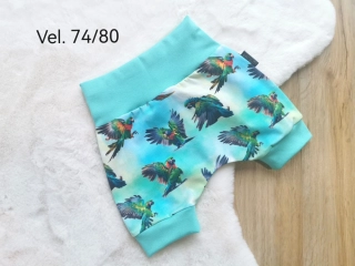 kraťásky - PAPOUŠCI - vel.74/80