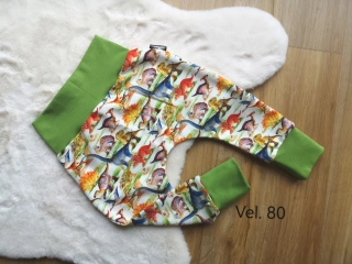 tepláčky - DINOSAUŘI, zelený náplet - vel.80