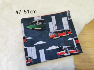 dvouvrstvý nákrčník - TRAMVAJE - pro obvod 47-51cm (2 - 5 let)
