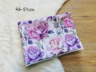 dvouvrstvý nákrčník - FIALOVÉ RŮŽE - pro obvod 46-51cm (1,5 - 6 let)