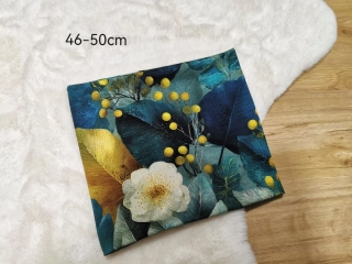 dvouvrstvý nákrčník - PETROLEJOVOZLATÉ LISTY - pro obvod 46-50cm (1,5 - 4 roky)